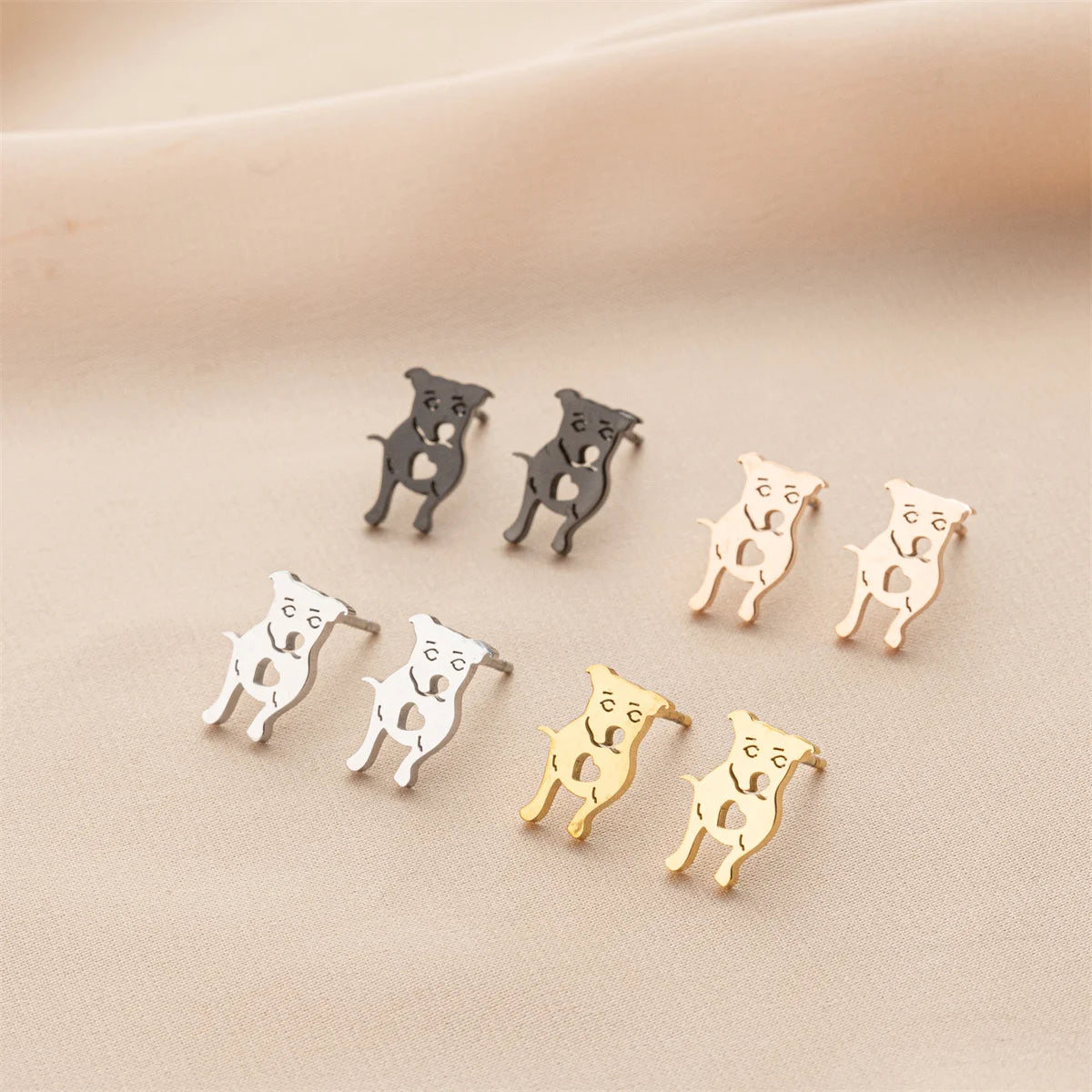 Tragus Ear Piercing Stud Earrings For Girls Lovely Pretty Pet Dog Animal High Quality Golden Stainless Steel Earrings Aretes