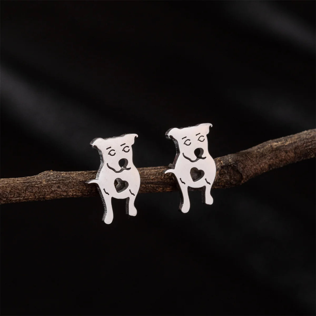 Tragus Ear Piercing Stud Earrings For Girls Lovely Pretty Pet Dog Animal High Quality Golden Stainless Steel Earrings Aretes