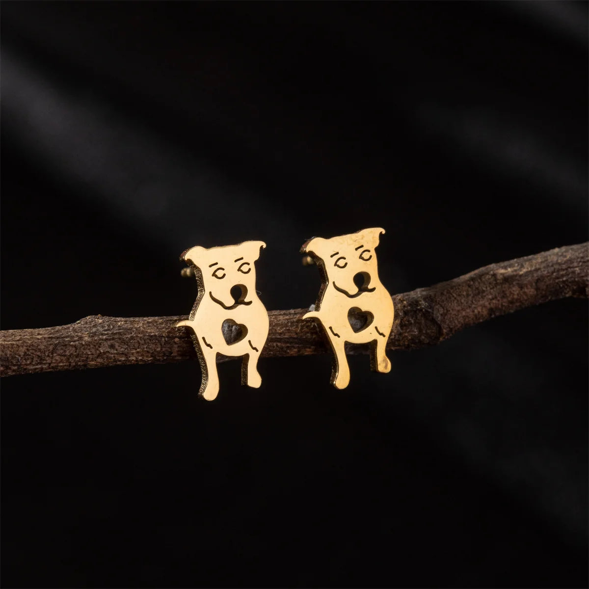 Tragus Ear Piercing Stud Earrings For Girls Lovely Pretty Pet Dog Animal High Quality Golden Stainless Steel Earrings Aretes