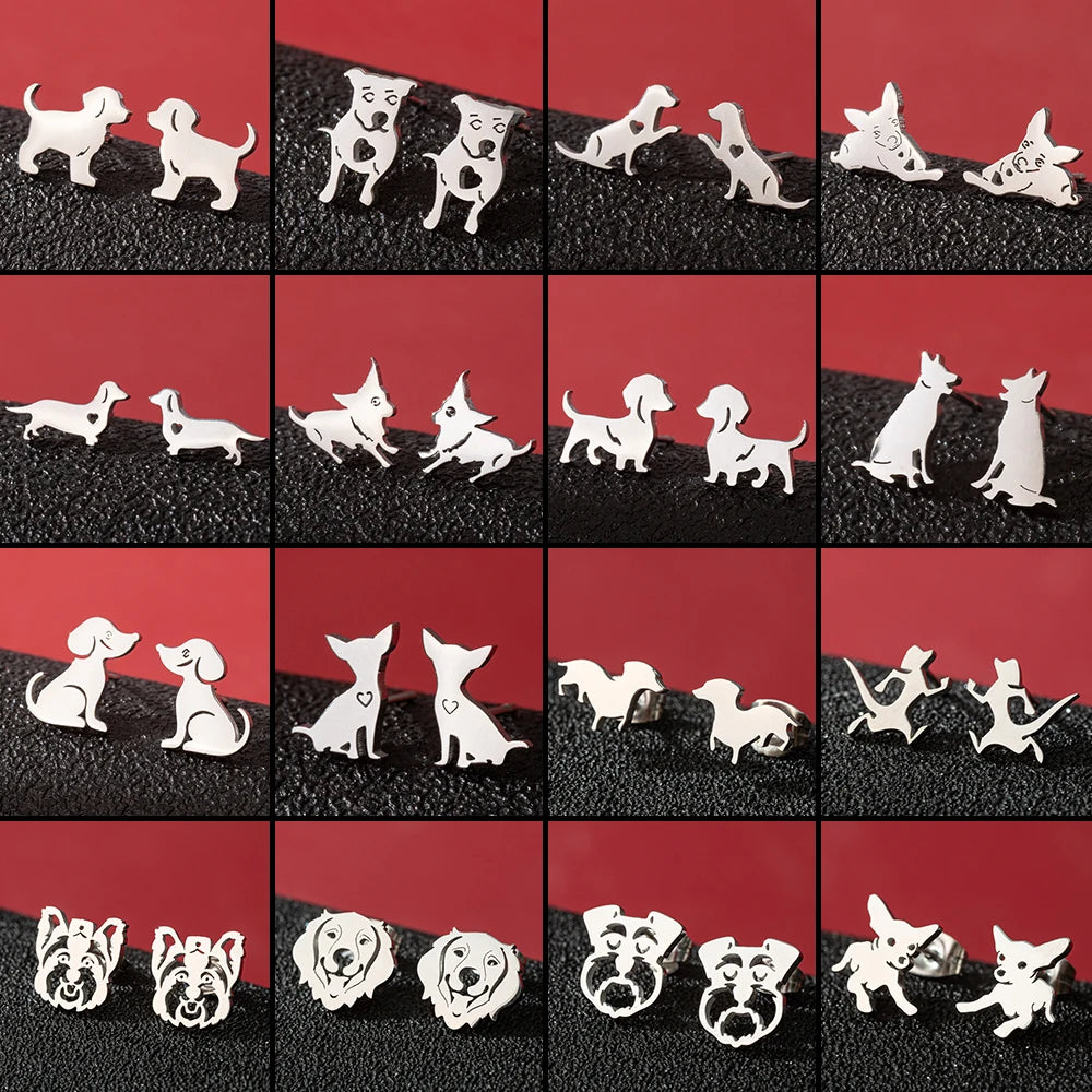 Tragus Ear Piercing Stud Earrings For Girls Lovely Pretty Pet Dog Animal High Quality Golden Stainless Steel Earrings Aretes